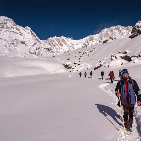 Trekkers on the way to Annapurna Base Camp Trek
